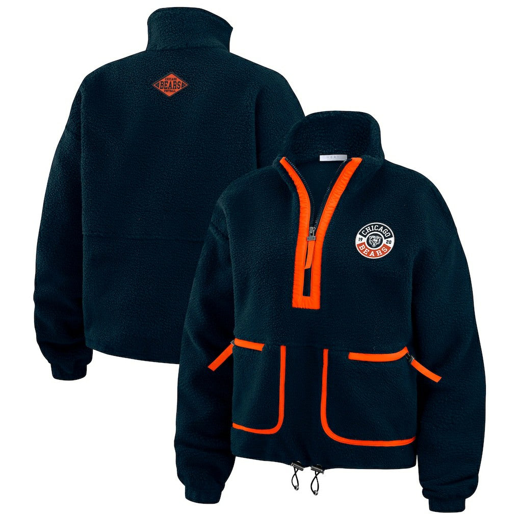 Chicago Bears WEAR by Erin Andrews Women's Polar Fleece Half-Zip Jacket - Navy cheap