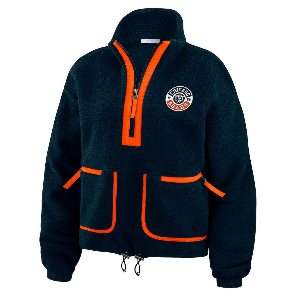 Chicago Bears WEAR by Erin Andrews Women's Polar Fleece Half-Zip Jacket - Navy cheap