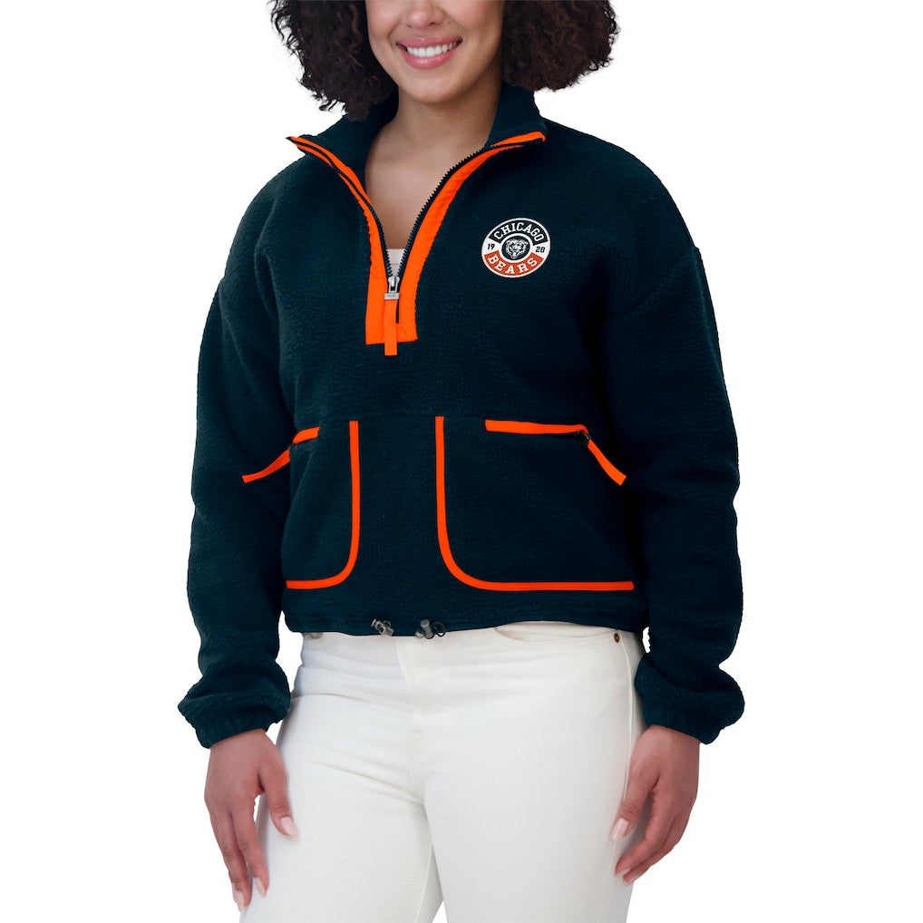 Chicago Bears WEAR by Erin Andrews Women's Polar Fleece Half-Zip Jacket - Navy cheap