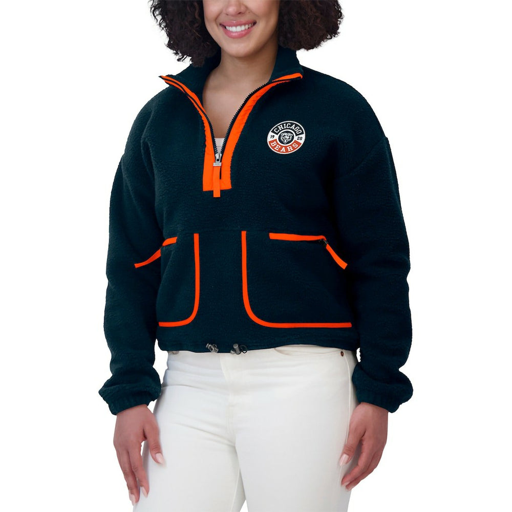 Chicago Bears WEAR by Erin Andrews Women's Polar Fleece Half-Zip Jacket - Navy cheap