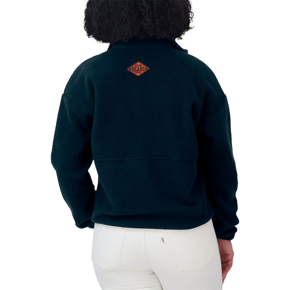 Chicago Bears WEAR by Erin Andrews Women's Polar Fleece Half-Zip Jacket - Navy cheap