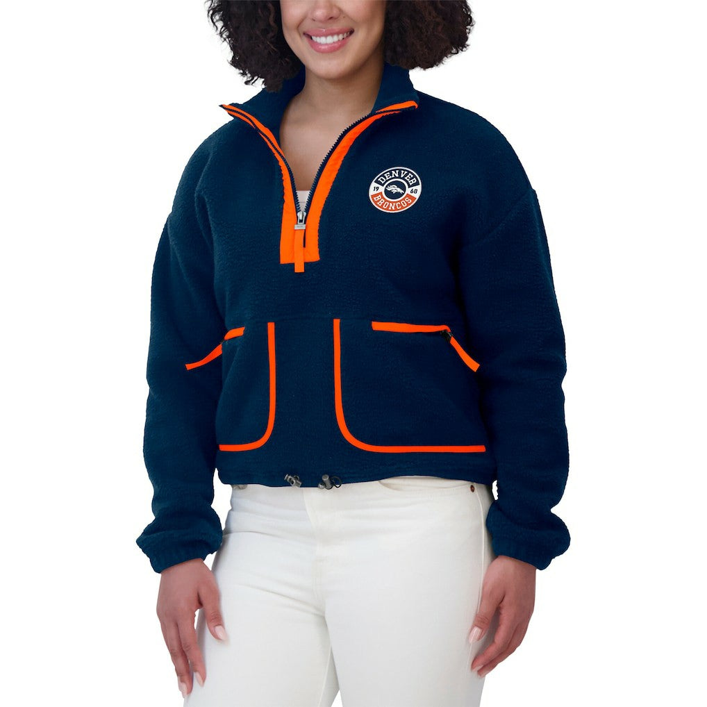 Denver Broncos WEAR by Erin Andrews Women's Polar Fleece Half-Zip Jacket - Navy on sale