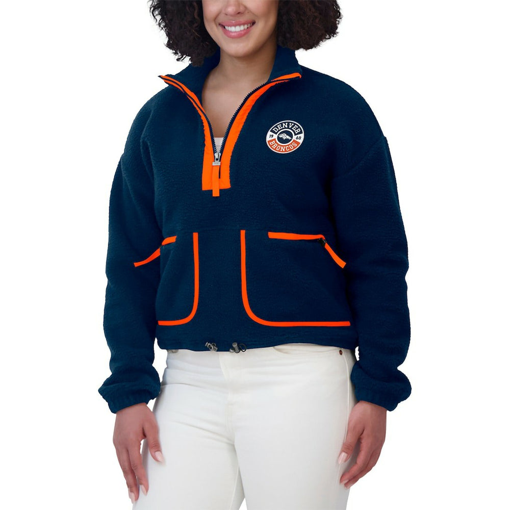 Denver Broncos WEAR by Erin Andrews Women's Polar Fleece Half-Zip Jacket - Navy on sale