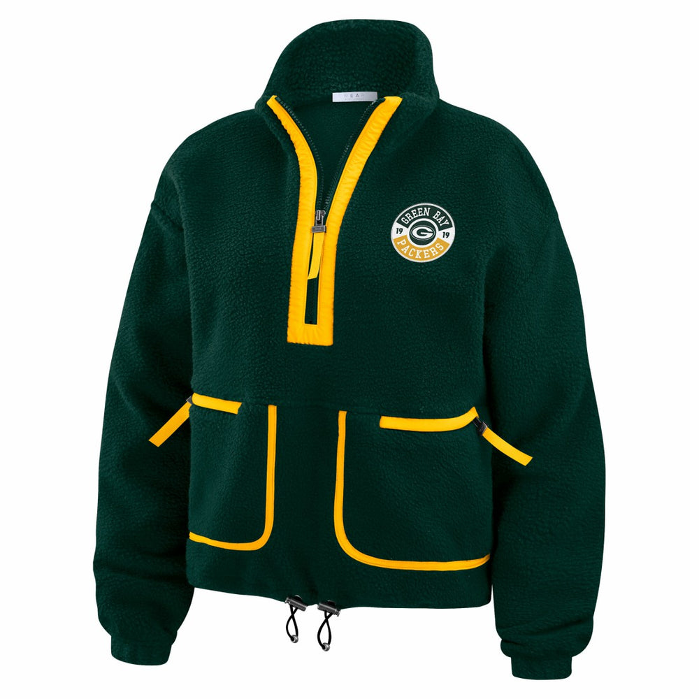 Green Bay Packers WEAR by Erin Andrews Women's Polar Fleece Half-Zip Jacket - Green outlet