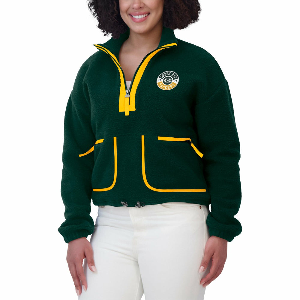 Green Bay Packers WEAR by Erin Andrews Women's Polar Fleece Half-Zip Jacket - Green outlet