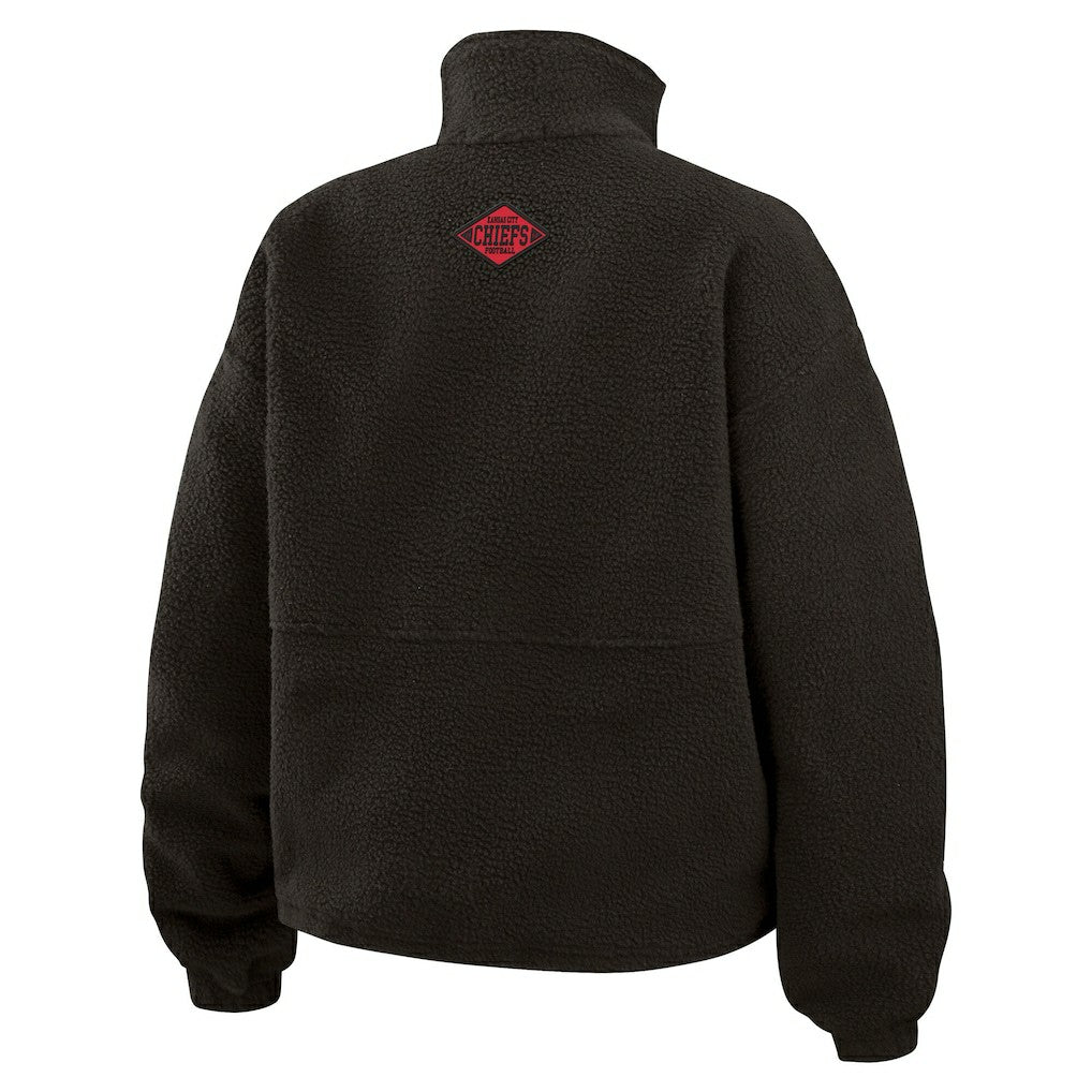 Kansas City Chiefs WEAR by Erin Andrews Women's Polar Fleece Half-Zip Jacket - Black for sale