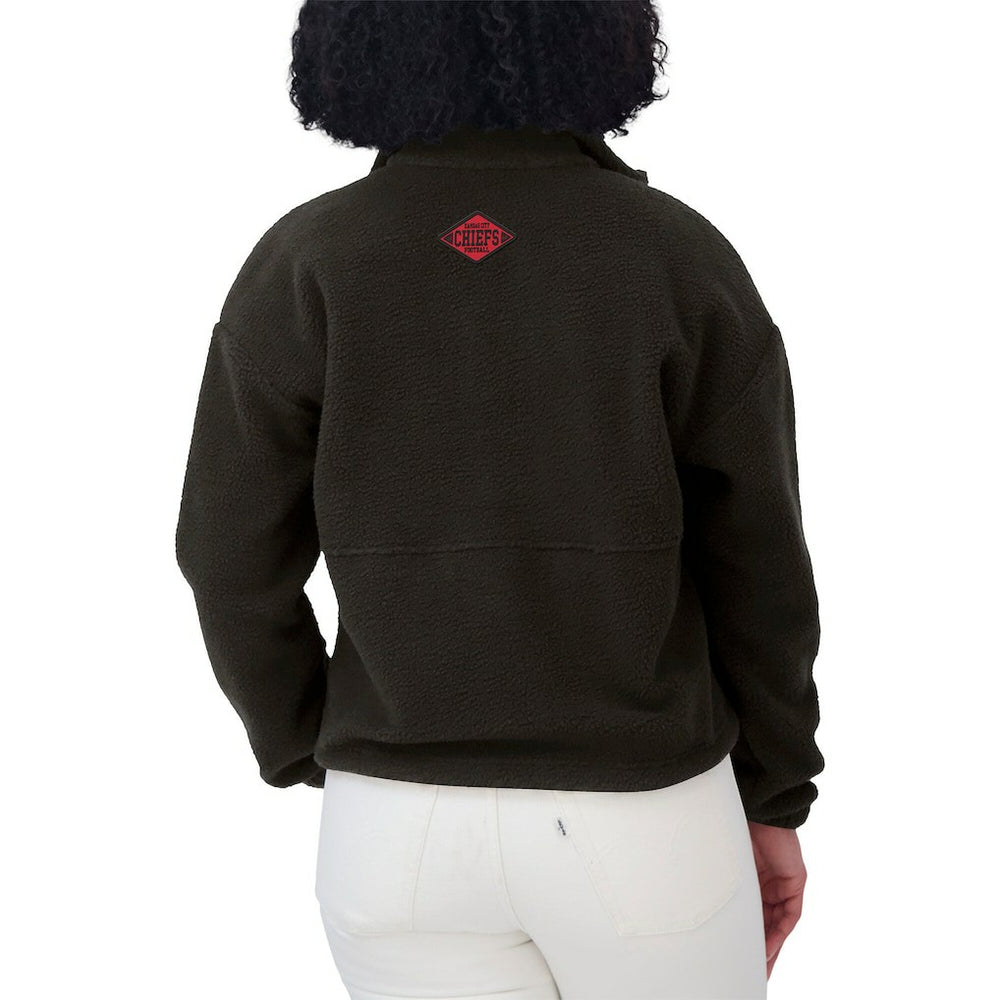 Kansas City Chiefs WEAR by Erin Andrews Women's Polar Fleece Half-Zip Jacket - Black for sale