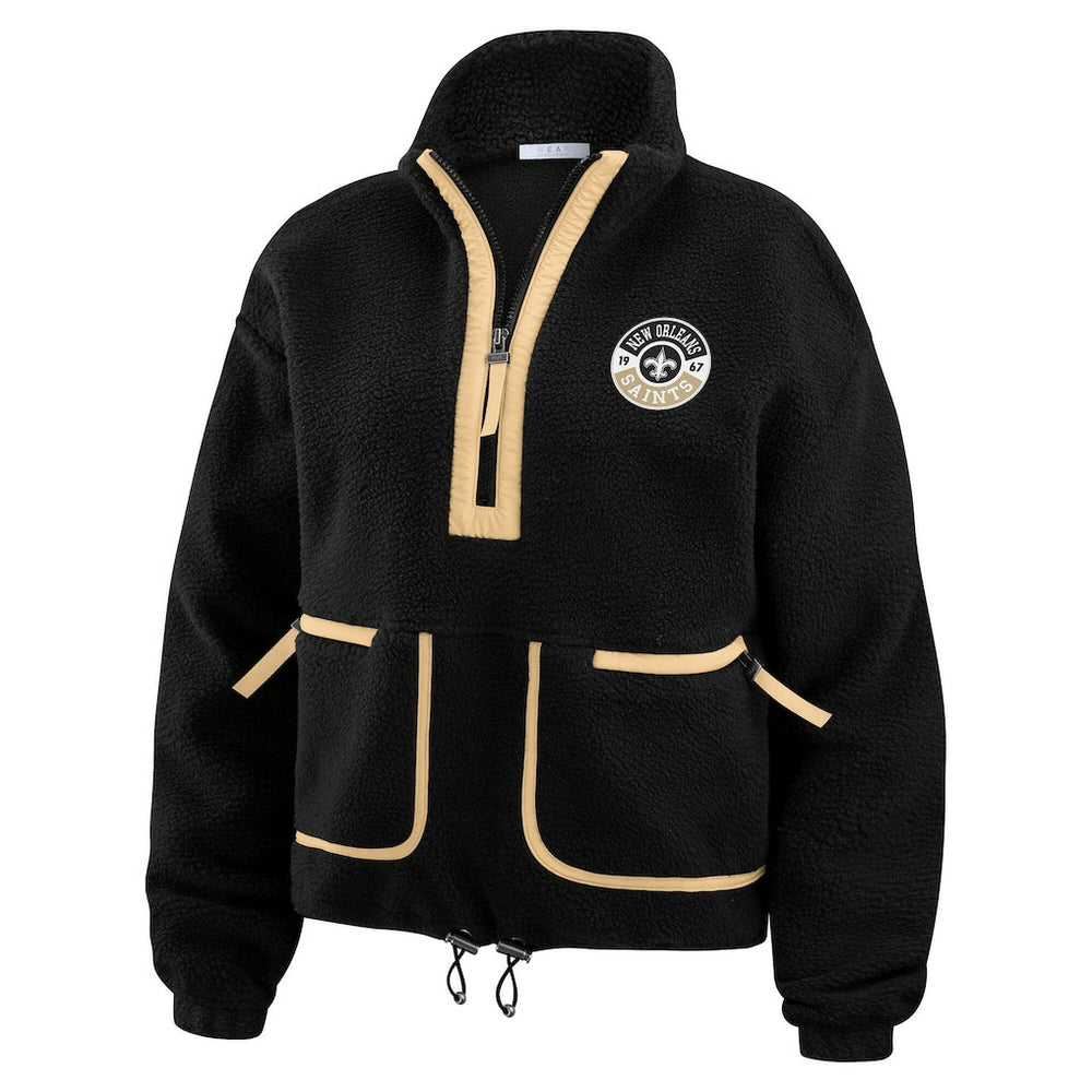 New Orleans Saints WEAR by Erin Andrews Women's Polar Fleece Half-Zip Jacket - Black on sale