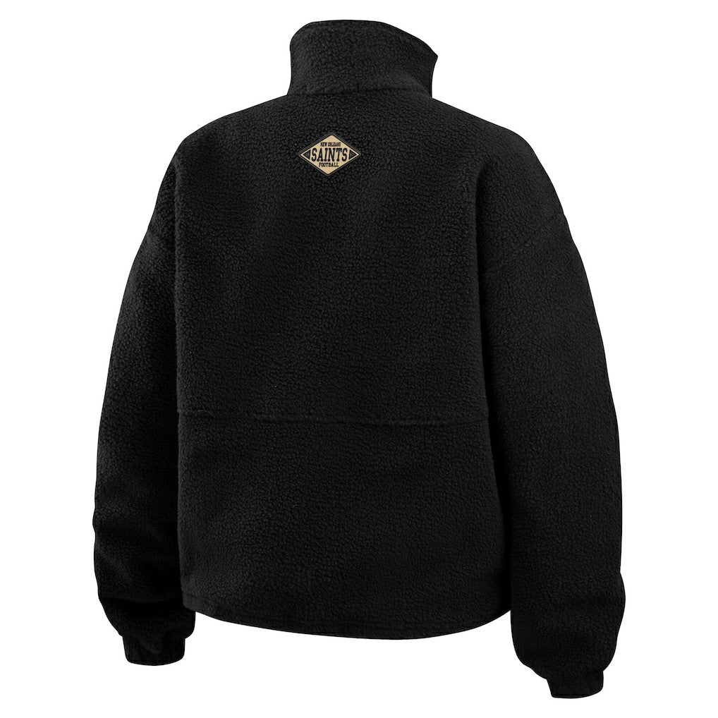 New Orleans Saints WEAR by Erin Andrews Women's Polar Fleece Half-Zip Jacket - Black on sale