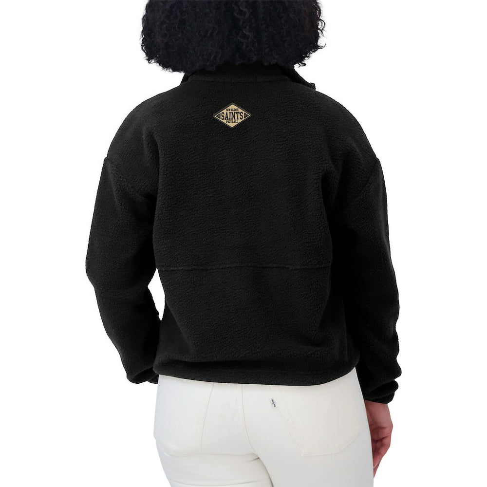 New Orleans Saints WEAR by Erin Andrews Women's Polar Fleece Half-Zip Jacket - Black on sale