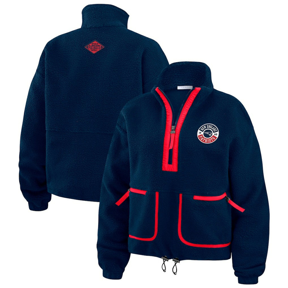 New England Patriots WEAR by Erin Andrews Women's Polar Fleece Half-Zip Jacket - Navy online