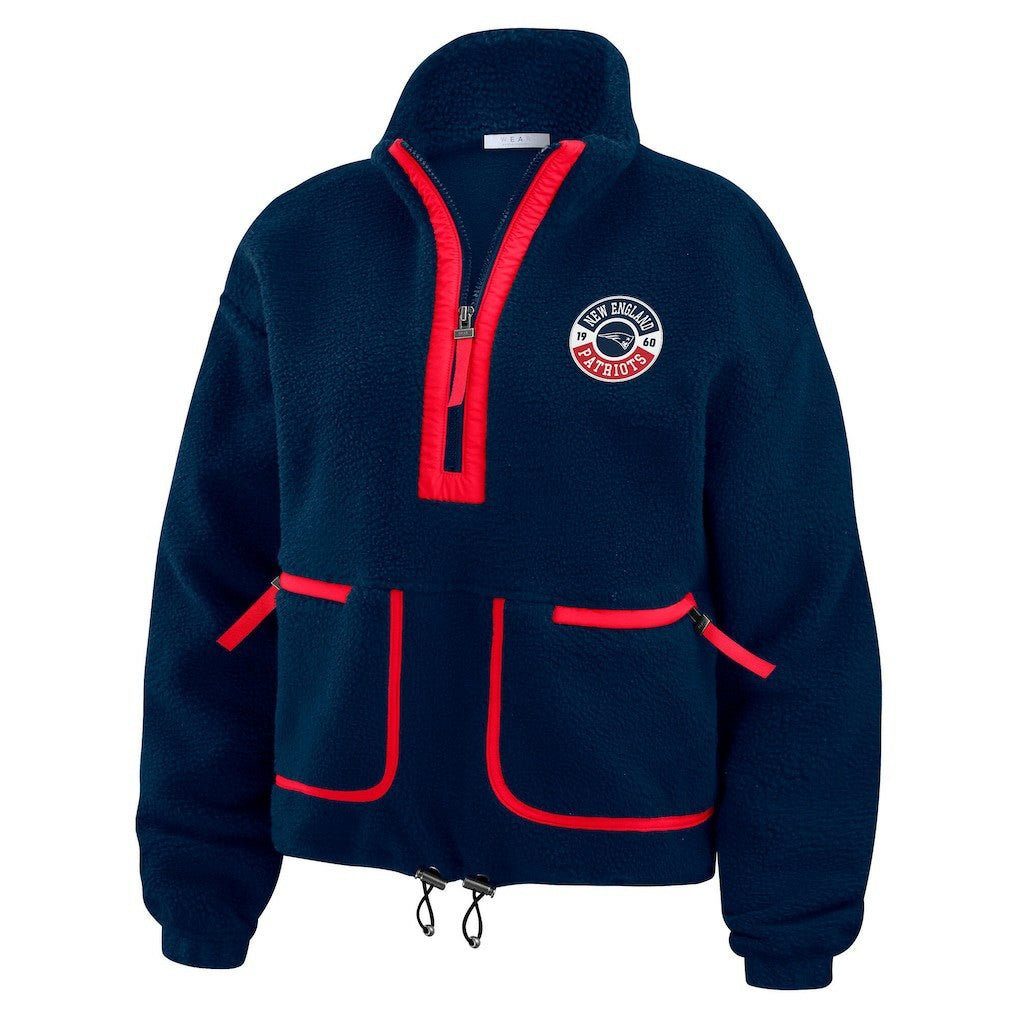 New England Patriots WEAR by Erin Andrews Women's Polar Fleece Half-Zip Jacket - Navy online