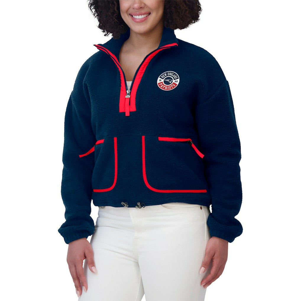 New England Patriots WEAR by Erin Andrews Women's Polar Fleece Half-Zip Jacket - Navy online