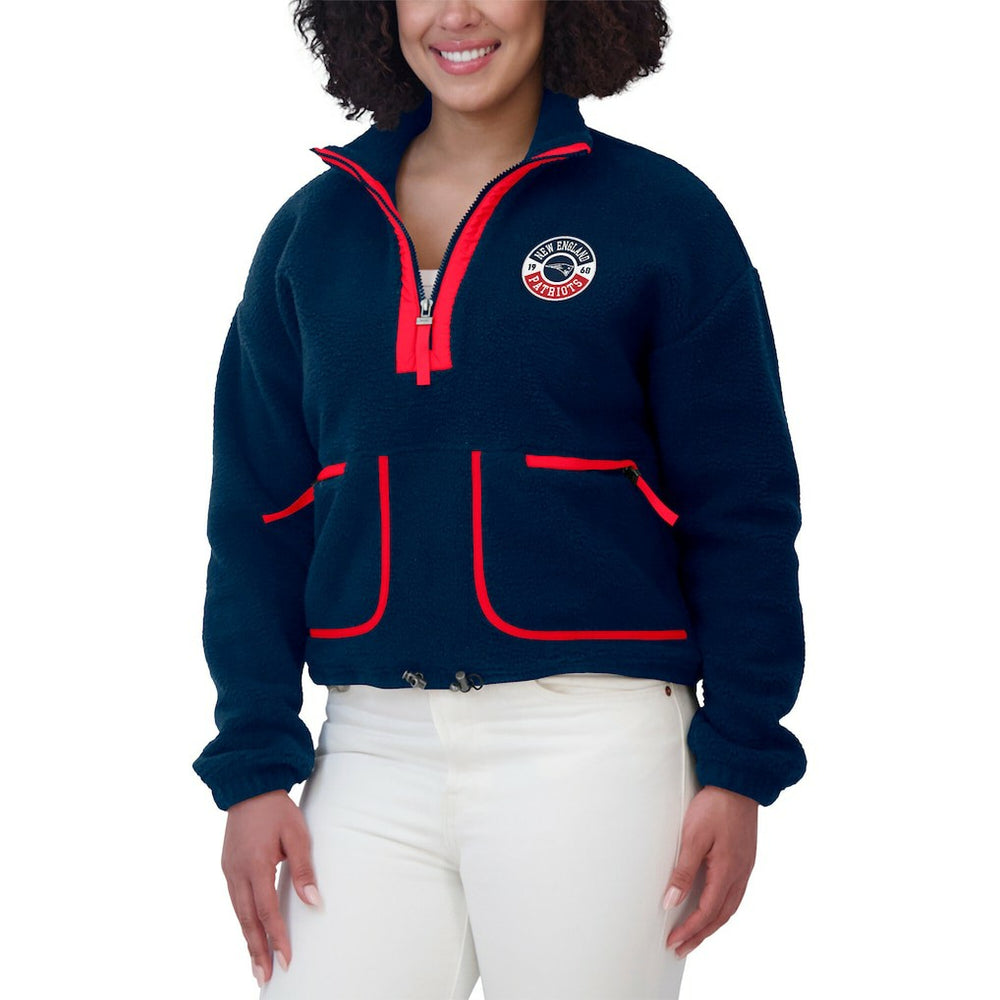 New England Patriots WEAR by Erin Andrews Women's Polar Fleece Half-Zip Jacket - Navy online