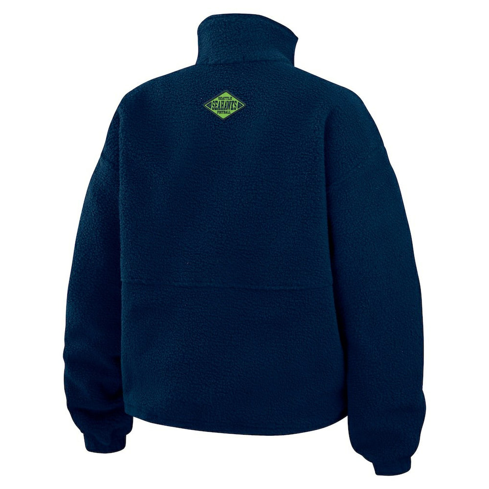 Seattle Seahawks WEAR by Erin Andrews Women's Polar Fleece Half-Zip Jacket - College Navy for sale