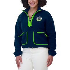 Seattle Seahawks WEAR by Erin Andrews Women's Polar Fleece Half-Zip Jacket - College Navy for sale