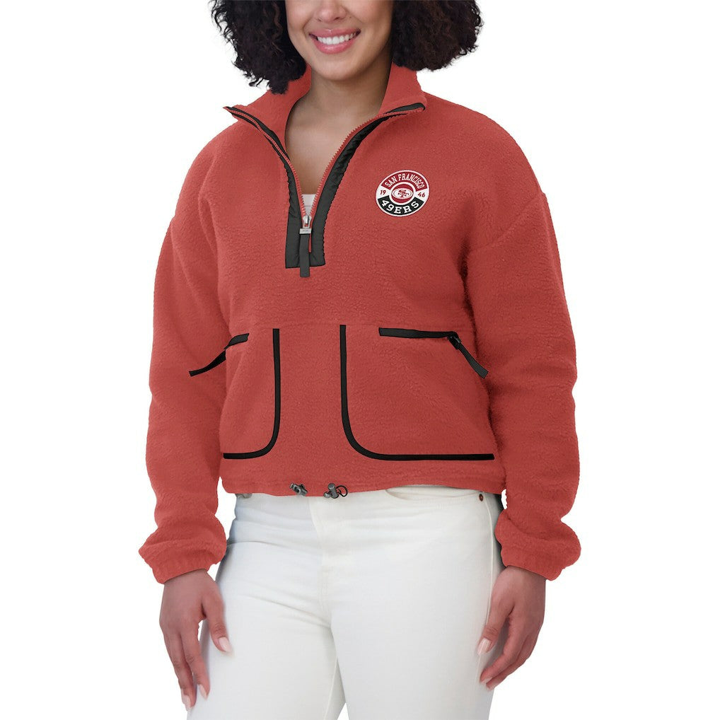 San Francisco 49ers WEAR by Erin Andrews Women's Polar Fleece Half-Zip Jacket - Scarlet for sale