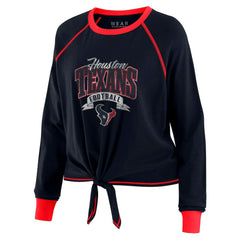 Houston Texans WEAR by Erin Andrews Women's Tie-Front Long Sleeve Top - Navy/Red outlet