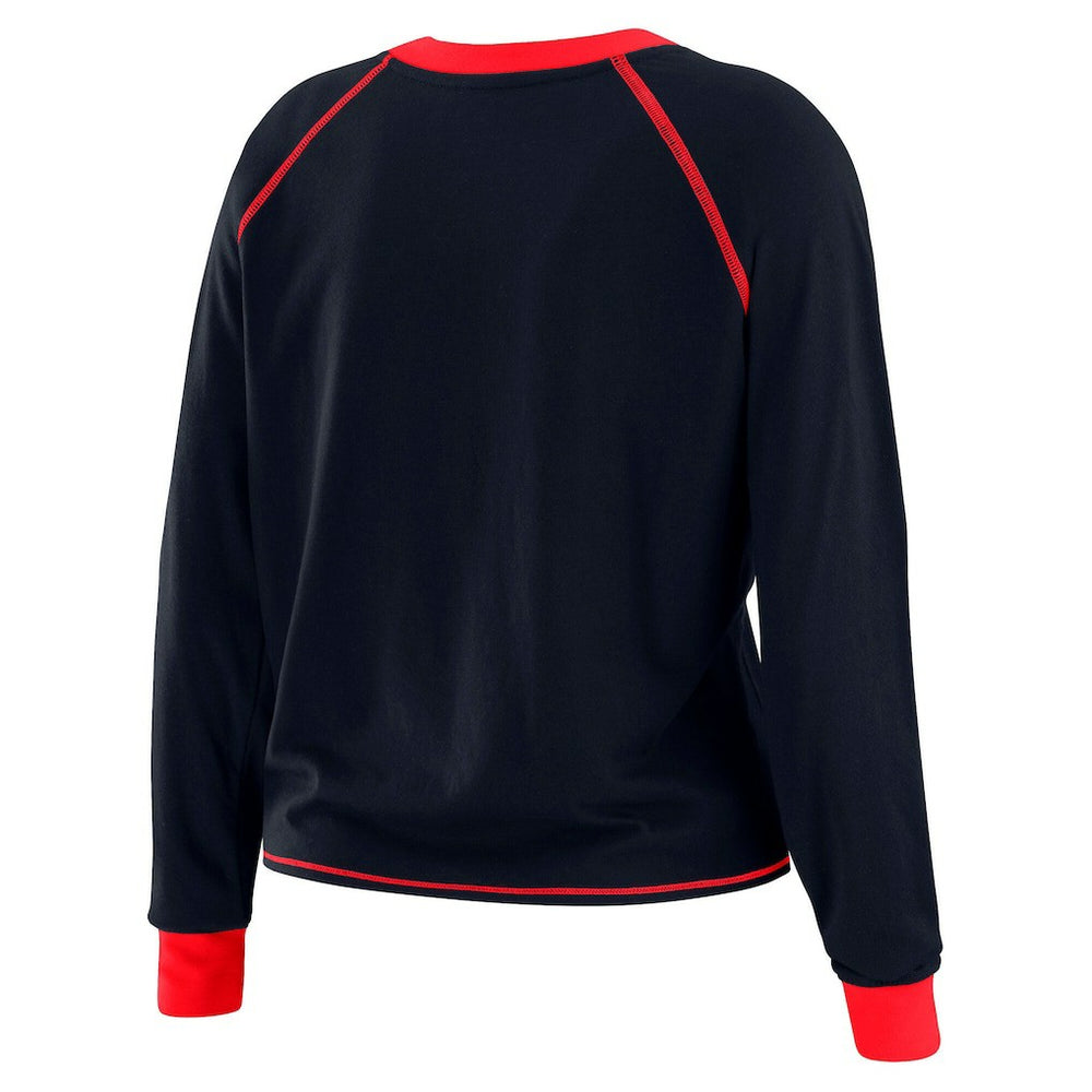 Houston Texans WEAR by Erin Andrews Women's Tie-Front Long Sleeve Top - Navy/Red outlet