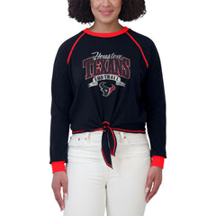 Houston Texans WEAR by Erin Andrews Women's Tie-Front Long Sleeve Top - Navy/Red outlet