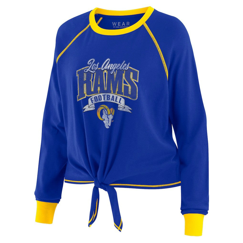 Los Angeles Rams WEAR by Erin Andrews Women's Tie-Front Long Sleeve Top - Royal/Gold discount
