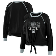 Las Vegas Raiders WEAR by Erin Andrews Women's Tie-Front Long Sleeve Top - Black/Gray online