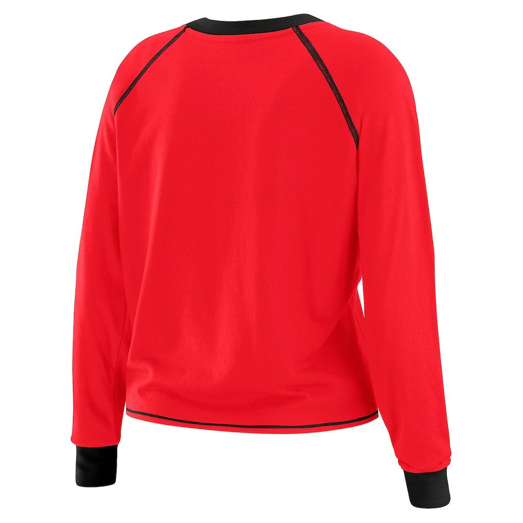 San Francisco 49ers WEAR by Erin Andrews Women's Tie-Front Long Sleeve Top - Scarlet/Black online
