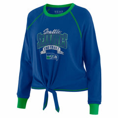 Seattle Seahawks WEAR by Erin Andrews Women's Tie-Front Long Sleeve Top - Royal/Green sale