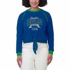 Seattle Seahawks WEAR by Erin Andrews Women's Tie-Front Long Sleeve Top - Royal/Green sale