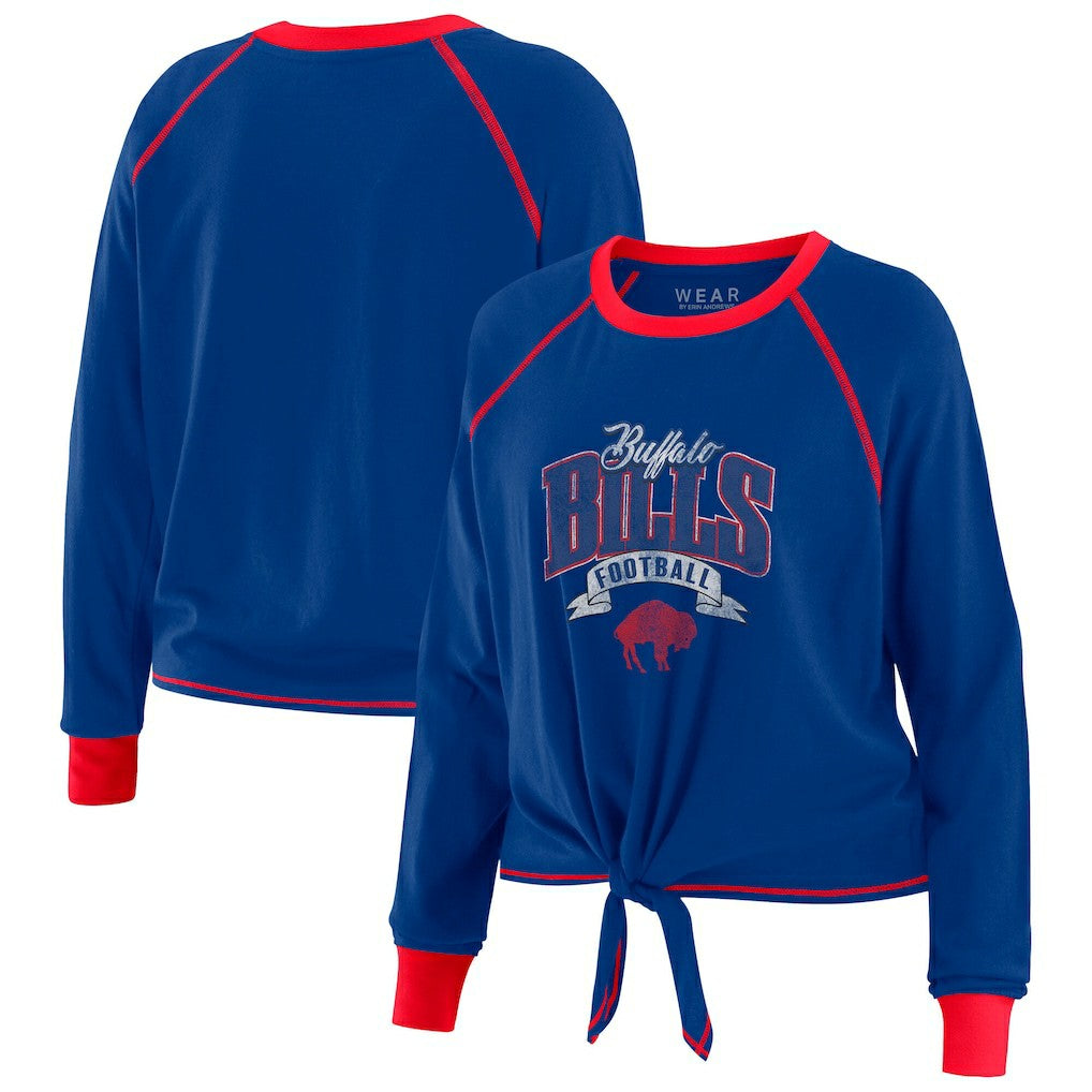 Buffalo Bills WEAR by Erin Andrews Women's Tie-Front Long Sleeve Top - Royal/Red on sale