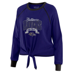 Baltimore Ravens WEAR by Erin Andrews Women's Tie-Front Long Sleeve Top - Purple/Black sale