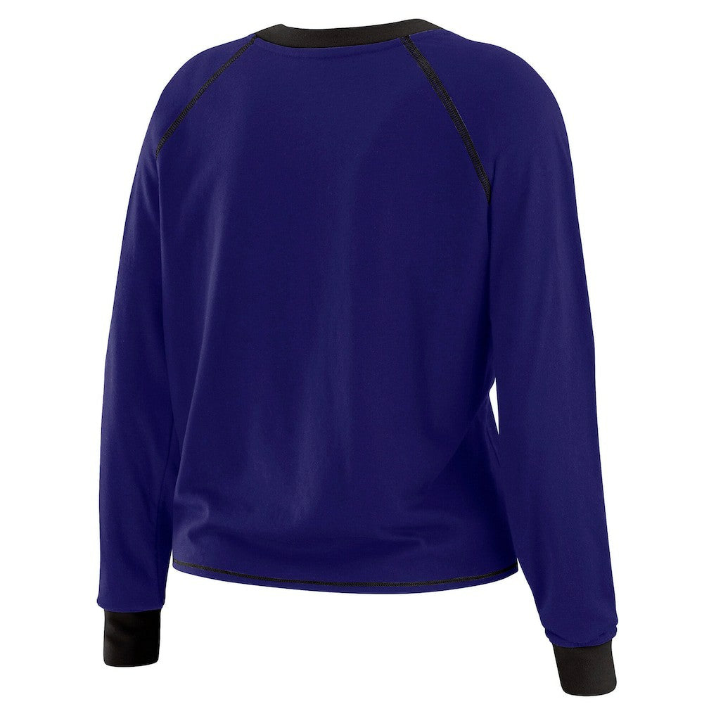 Baltimore Ravens WEAR by Erin Andrews Women's Tie-Front Long Sleeve Top - Purple/Black sale
