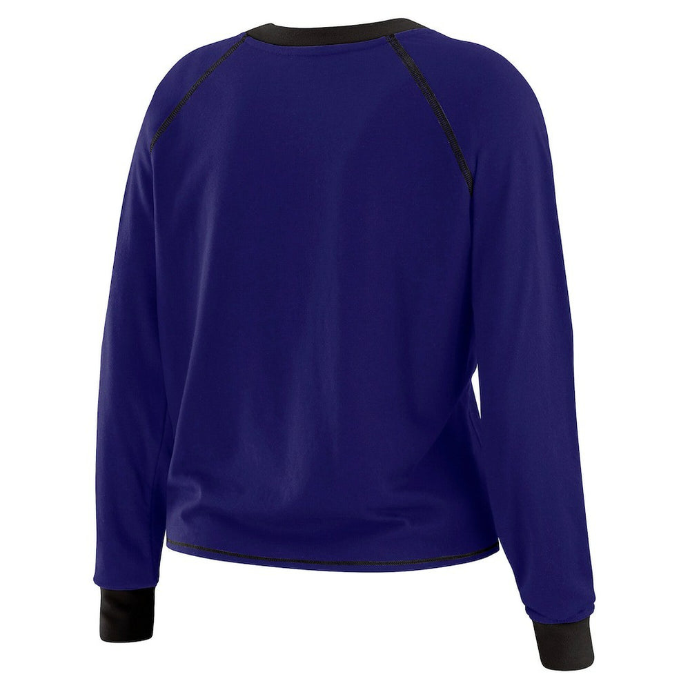Baltimore Ravens WEAR by Erin Andrews Women's Tie-Front Long Sleeve Top - Purple/Black sale