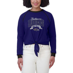 Baltimore Ravens WEAR by Erin Andrews Women's Tie-Front Long Sleeve Top - Purple/Black sale
