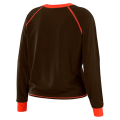 Cleveland Browns WEAR by Erin Andrews Women's Tie-Front Long Sleeve Top - Brown/Orange on sale
