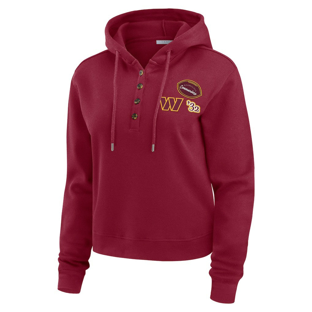 Washington Commanders WEAR by Erin Andrews Women's Waffle Hoodie Pullover Top - Burgundy for sale