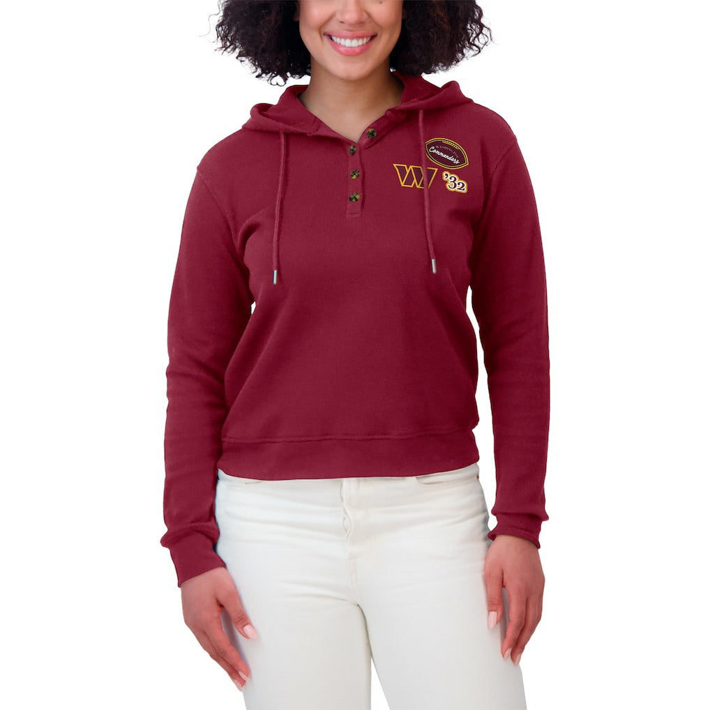 Washington Commanders WEAR by Erin Andrews Women's Waffle Hoodie Pullover Top - Burgundy for sale