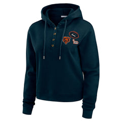 Chicago Bears WEAR by Erin Andrews Women's Waffle Hoodie Pullover Top - Navy sale
