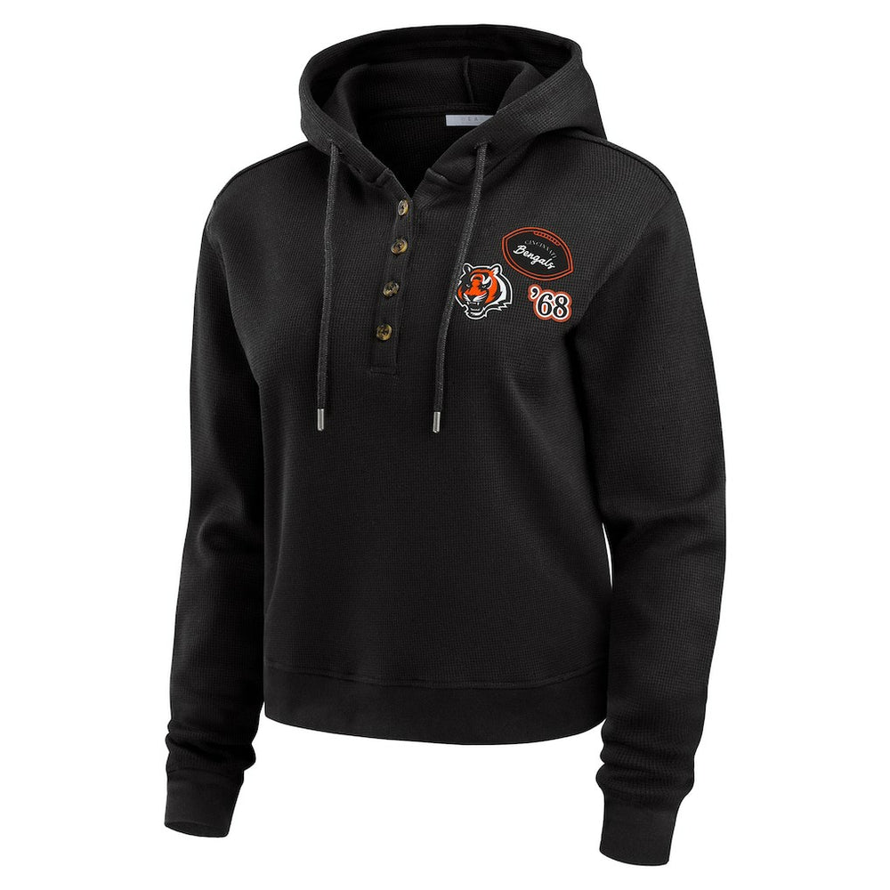 Cincinnati Bengals WEAR by Erin Andrews Women's Waffle Hoodie Pullover Top - Black online