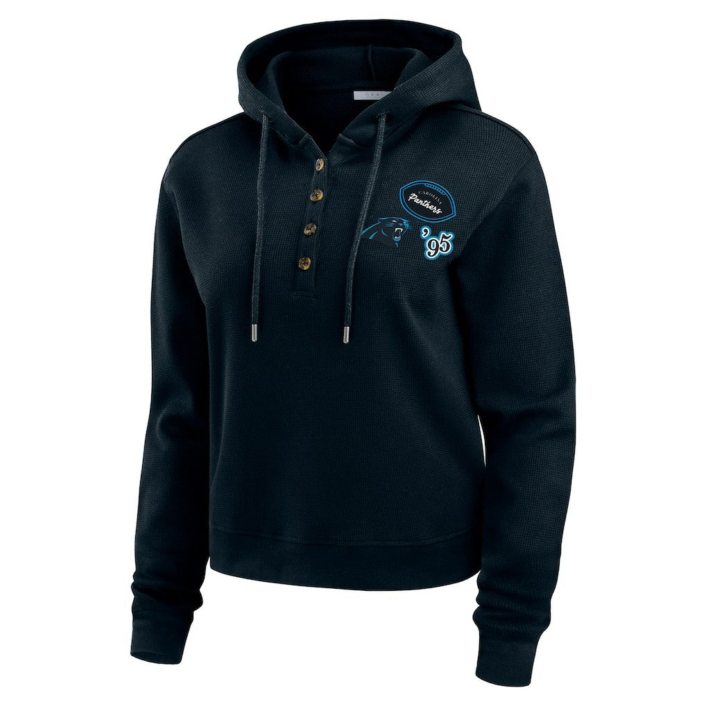 Carolina Panthers WEAR by Erin Andrews Women's Waffle Hoodie Pullover Top - Navy sale
