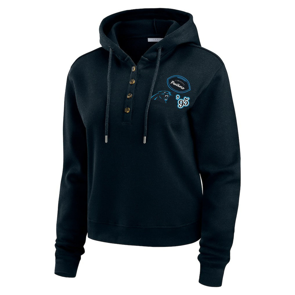 Carolina Panthers WEAR by Erin Andrews Women's Waffle Hoodie Pullover Top - Navy sale