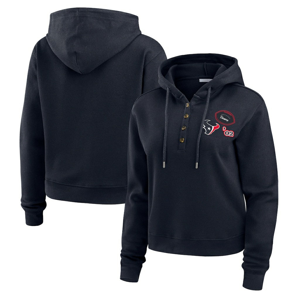 Houston Texans WEAR by Erin Andrews Women's Waffle Hoodie Pullover Top - Navy on sale