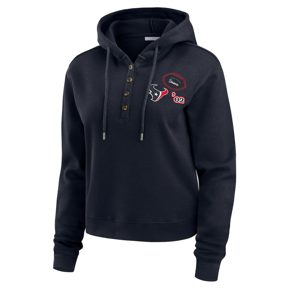 Houston Texans WEAR by Erin Andrews Women's Waffle Hoodie Pullover Top - Navy on sale