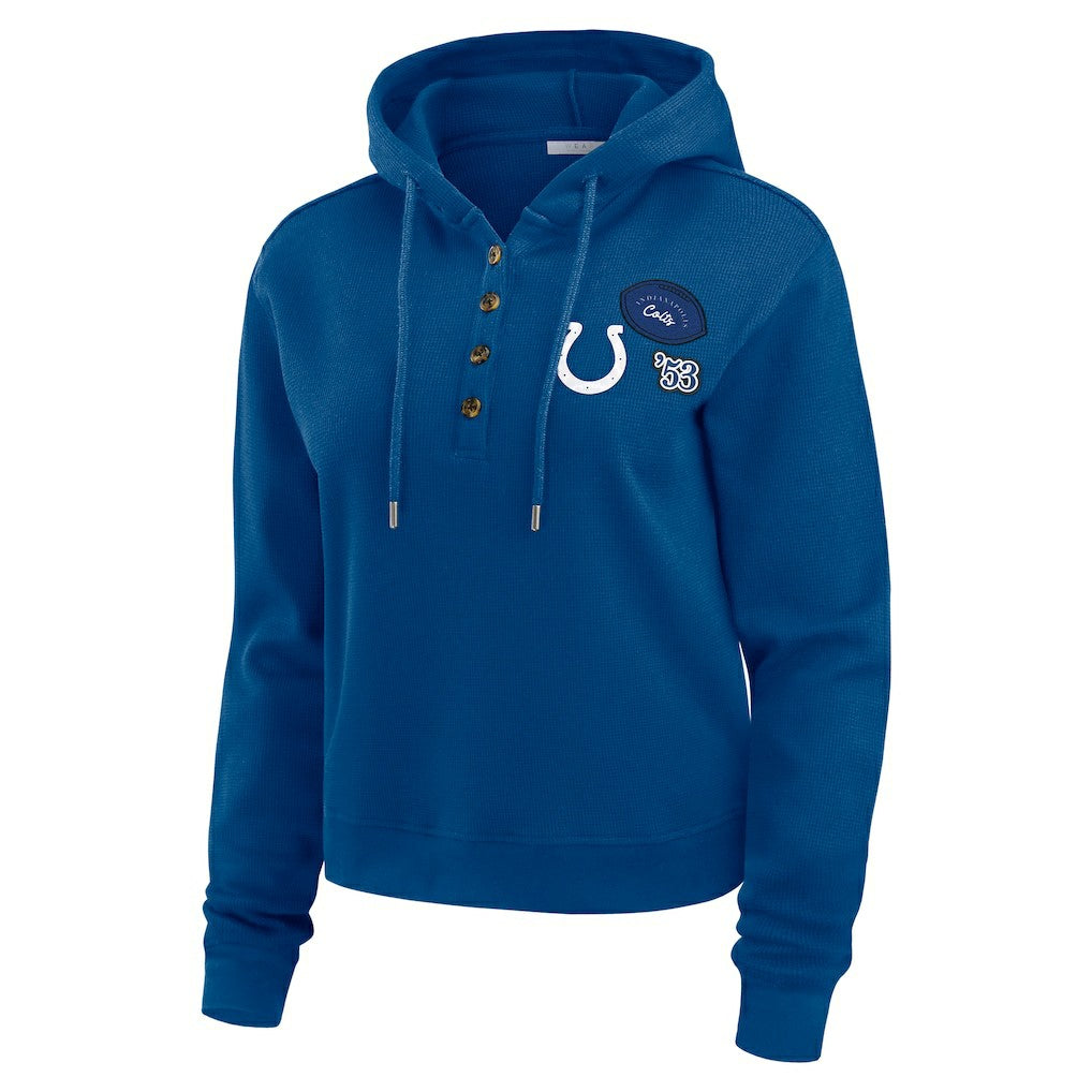 Indianapolis Colts WEAR by Erin Andrews Women's Waffle Hoodie Pullover Top - Blue online
