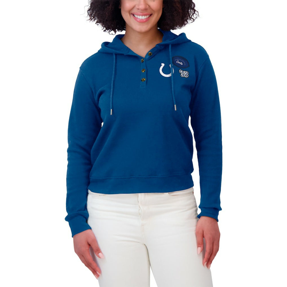 Indianapolis Colts WEAR by Erin Andrews Women's Waffle Hoodie Pullover Top - Blue online