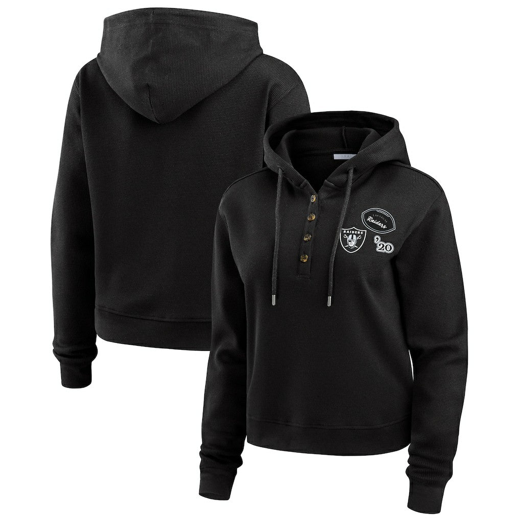 Las Vegas Raiders WEAR by Erin Andrews Women's Waffle Hoodie Pullover Top - Black online
