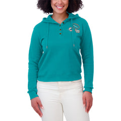 Miami Dolphins WEAR by Erin Andrews Women's Waffle Hoodie Pullover Top - Aqua for sale