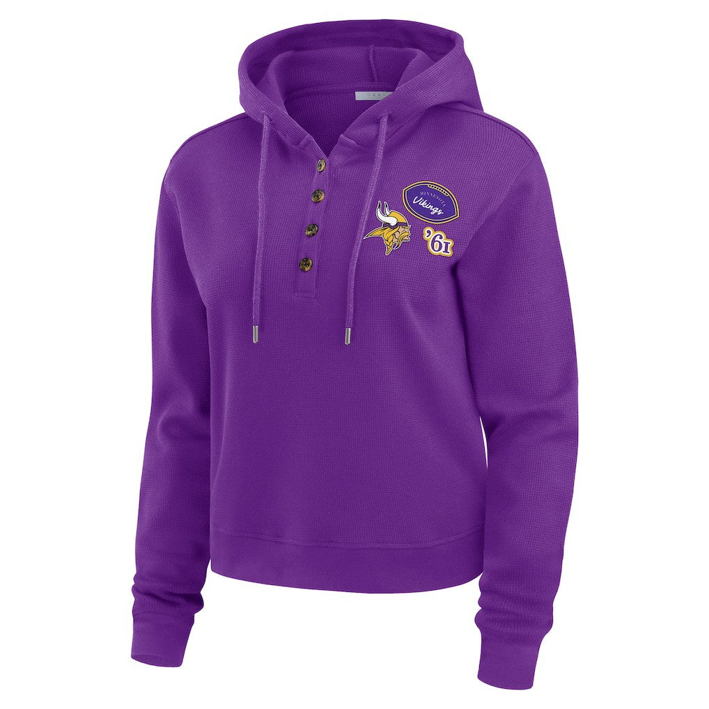 Minnesota Vikings WEAR by Erin Andrews Women's Waffle Hoodie Pullover Top - Purple sale