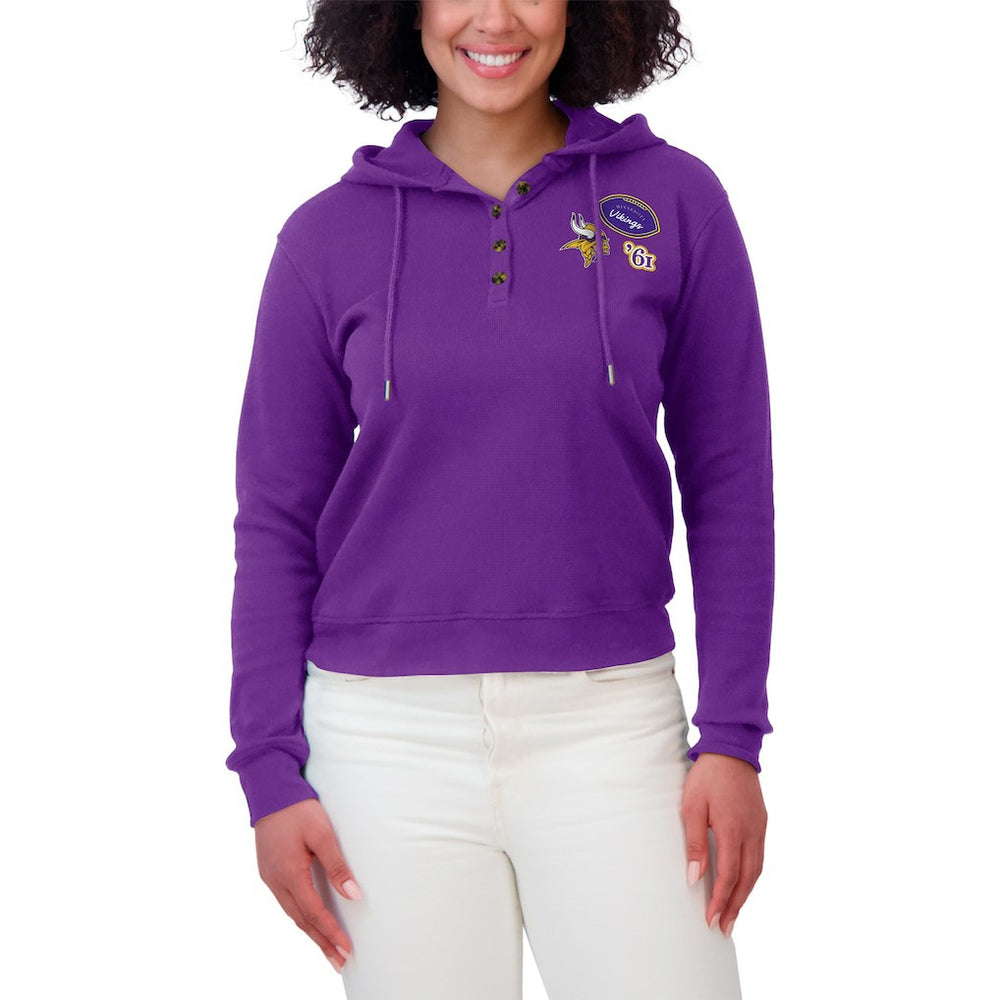 Minnesota Vikings WEAR by Erin Andrews Women's Waffle Hoodie Pullover Top - Purple sale