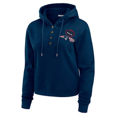 New England Patriots WEAR by Erin Andrews Women's Waffle Hoodie Pullover Top - Navy on sale